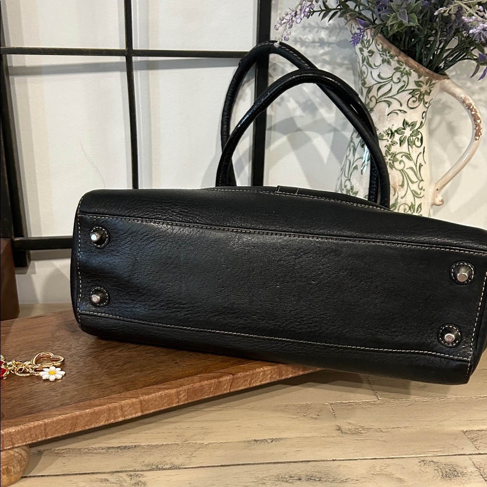 Coach Black Leather Shoulder Bag with Braided Trim - Picture 3 of 6